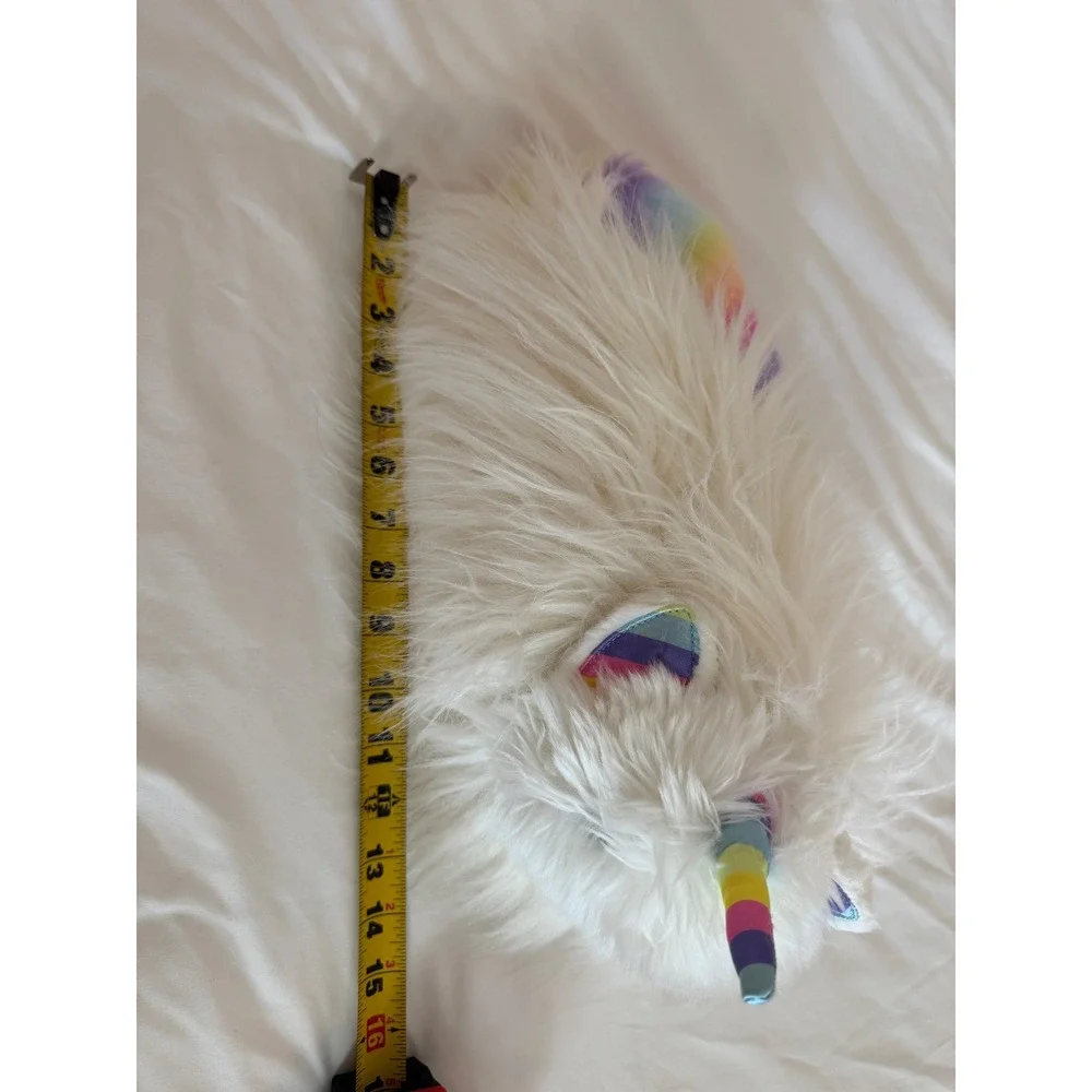 Douglas Ziggy Caticorn Rainbow Fuzzle Plush White Shaggy 16 Inch